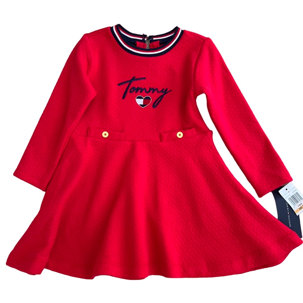 Toddler Girls Textured Double-Knit Signature Dress